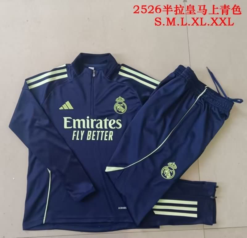 AAA(Thailand) Real Madrid 24/25 Dark Blue Soccer Tracksuit 11