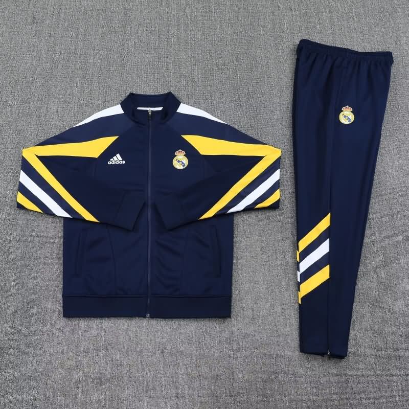 AAA(Thailand) Real Madrid 24/25 Dark Blue Soccer Tracksuit 12