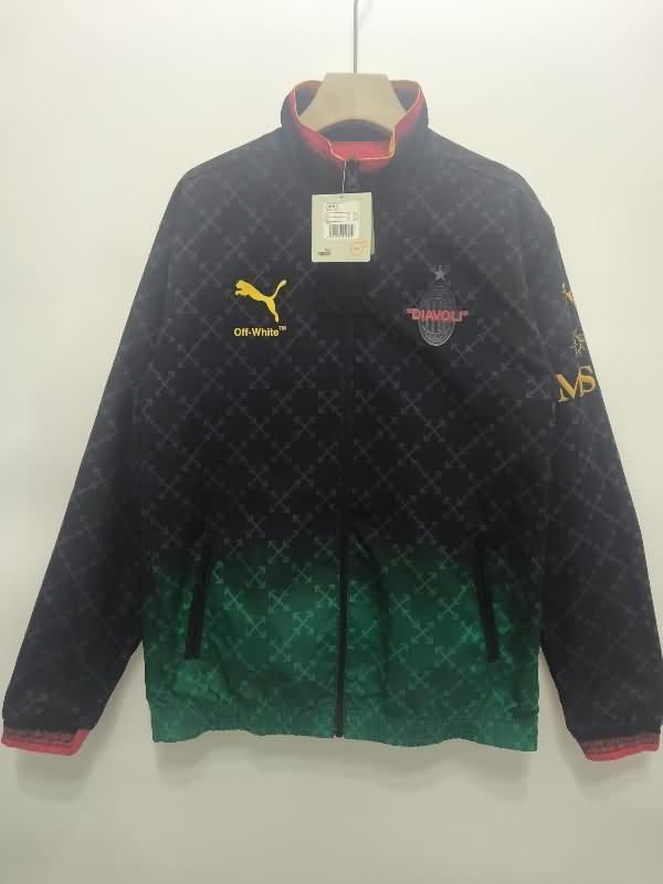 AAA(Thailand) AC Milan 24/25 Red Black Reversible Soccer Windbreaker