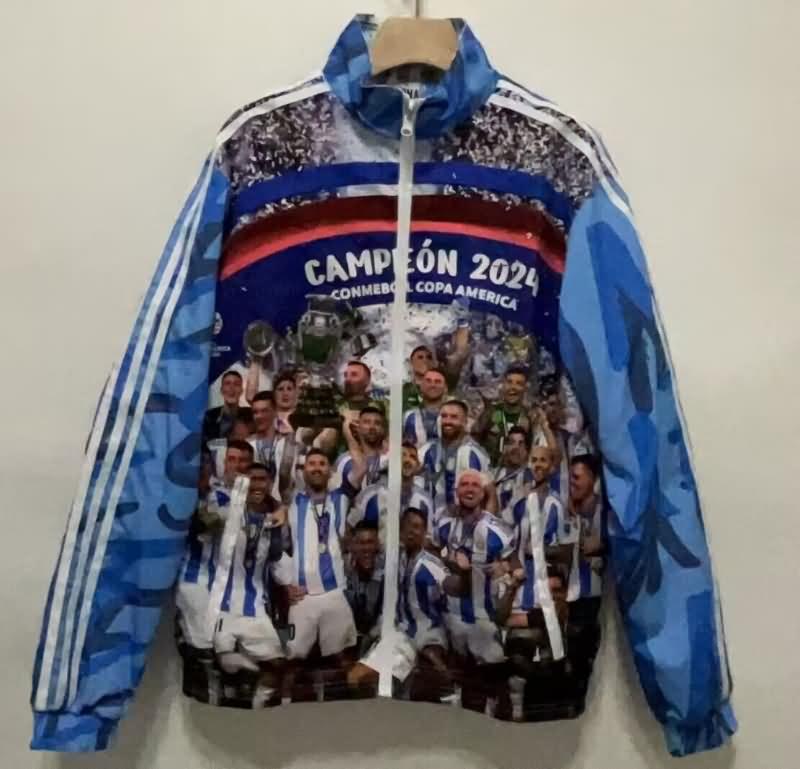 AAA(Thailand) Argentina 2024 Blue White Reversible Soccer Windbreaker 02