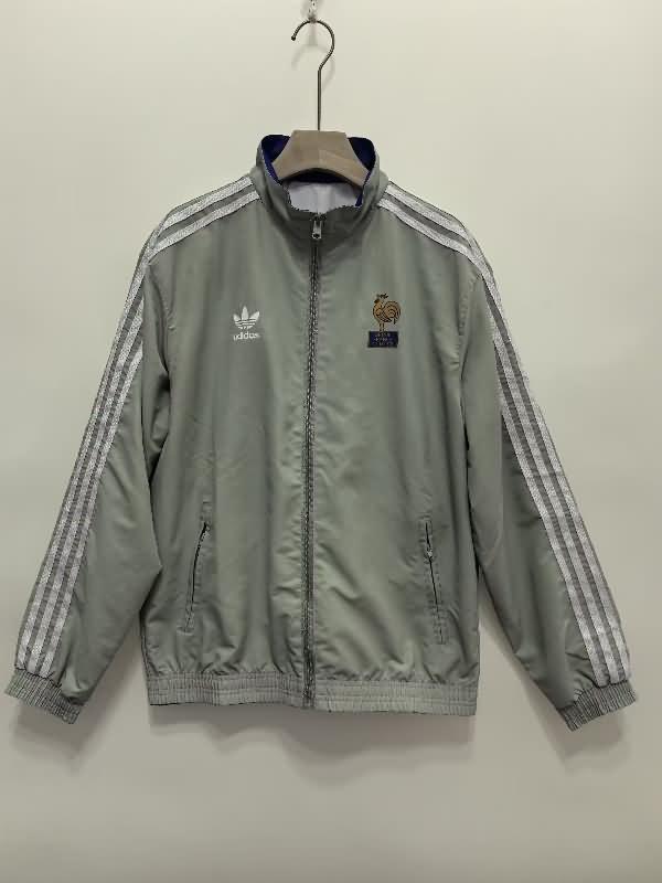AAA(Thailand) France 2024 Blue Grey Reversible Soccer Windbreaker