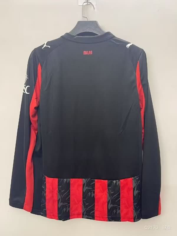 AAA(Thailand) AC Milan 25/26 Home Long Sleeve Soccer Jersey Leaked