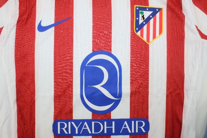 AAA(Thailand) Atletico Madrid 25/26 Home Long Sleeve Soccer Jersey (Player)