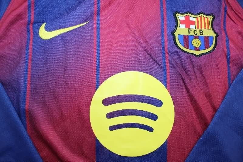 AAA(Thailand) Barcelona 25/26 Home Long Sleeve Soccer Jersey Leaked