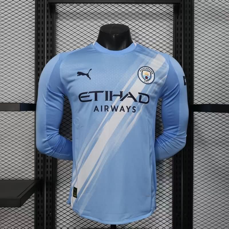 AAA(Thailand) Manchester City 25/26 Home Long Sleeve Soccer Jersey (Player)