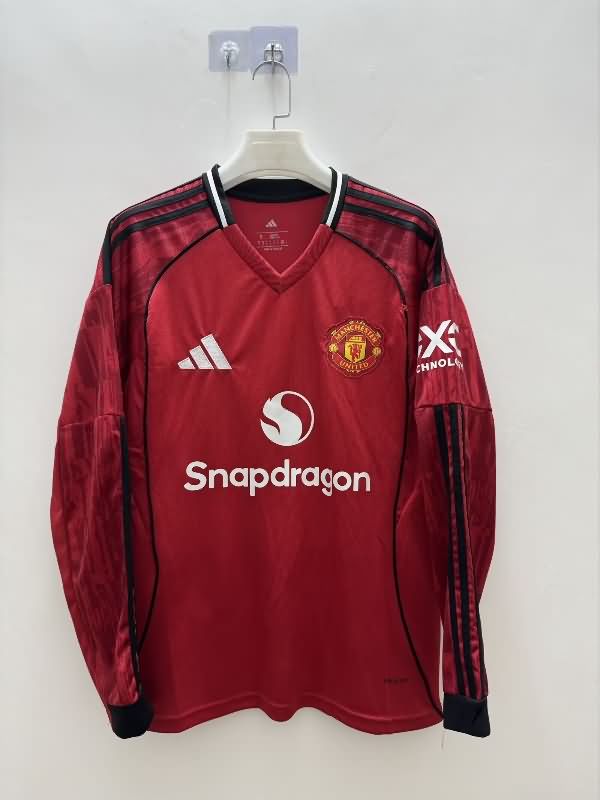 AAA(Thailand) Manchester United 25/26 Home Long Sleeve Soccer Jersey