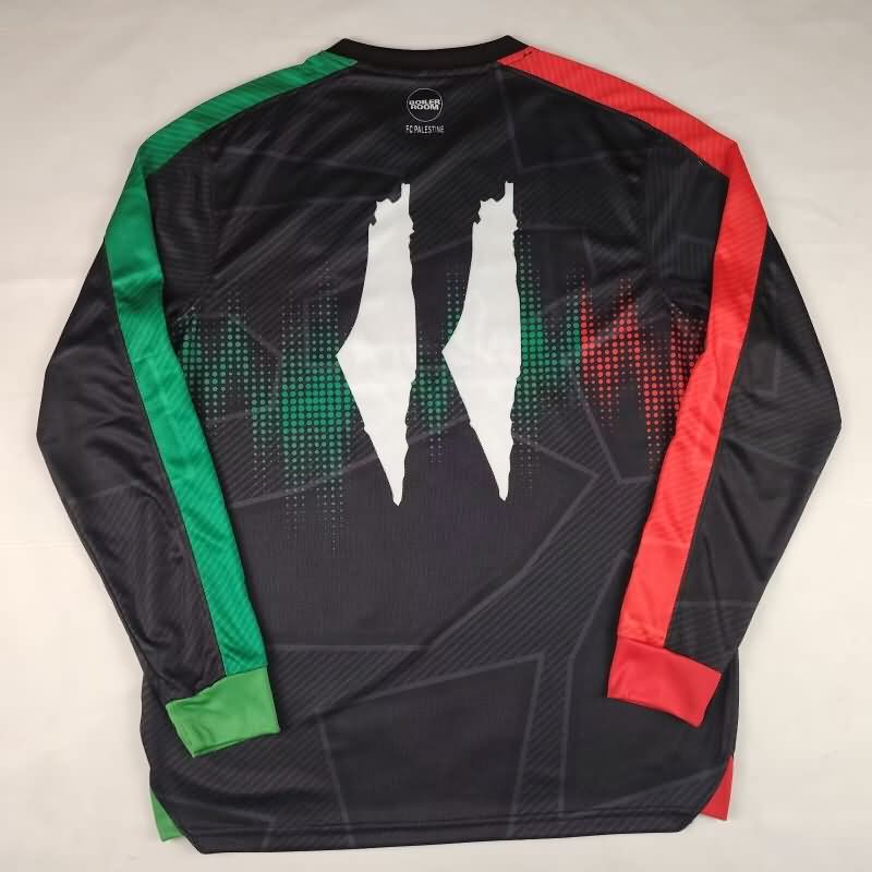 AAA(Thailand) Palestino 2025 Black Long Sleeve Soccer Jersey