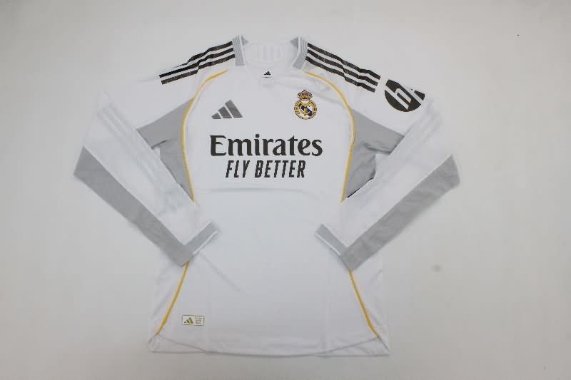 AAA(Thailand) Real Madrid 25/26 Home Long Sleeve Soccer Jersey (Player)
