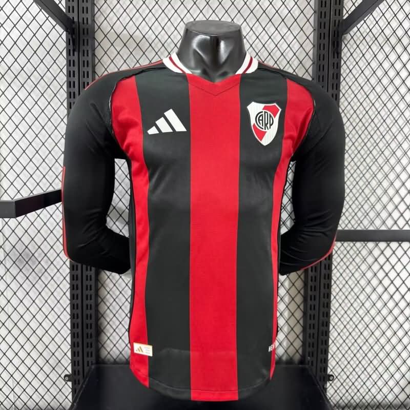 AAA(Thailand) River Plate 2025 Away Long Sleeve Soccer Jersey (Player)