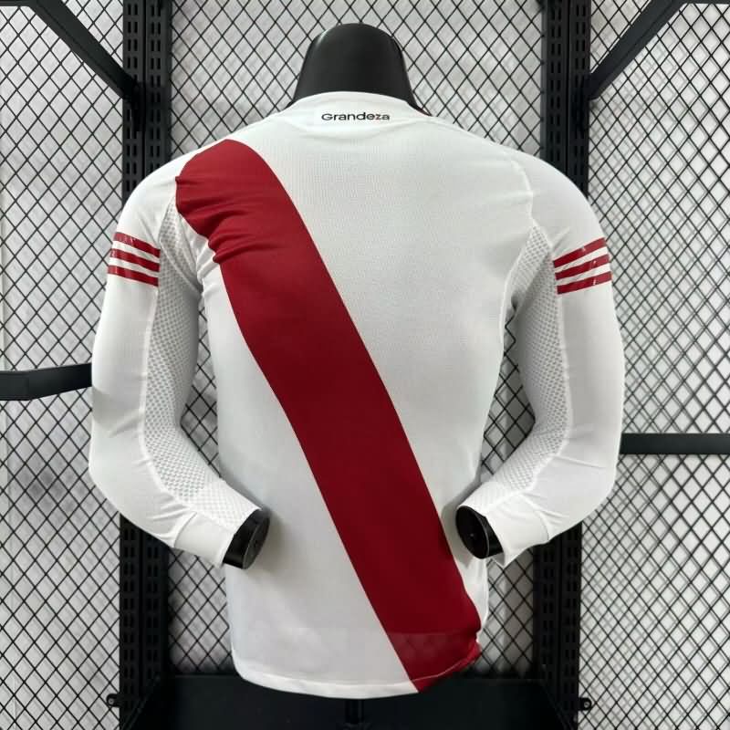 AAA(Thailand) River Plate 2025 Home Long Sleeve Soccer Jersey (Player)