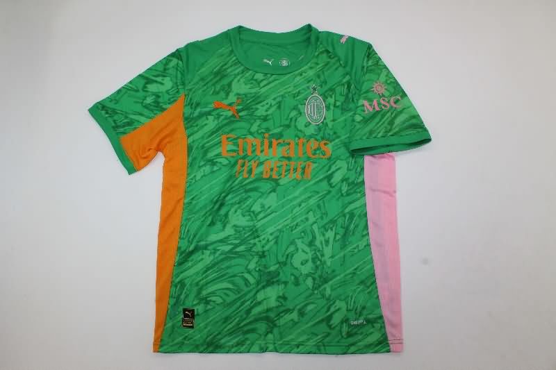 AC Milan 25/26 Kids Goalkeeper Green Soccer Jersey And Shorts