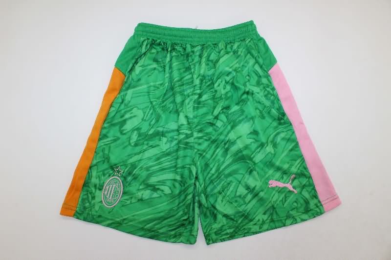 AC Milan 25/26 Kids Goalkeeper Green Soccer Jersey And Shorts