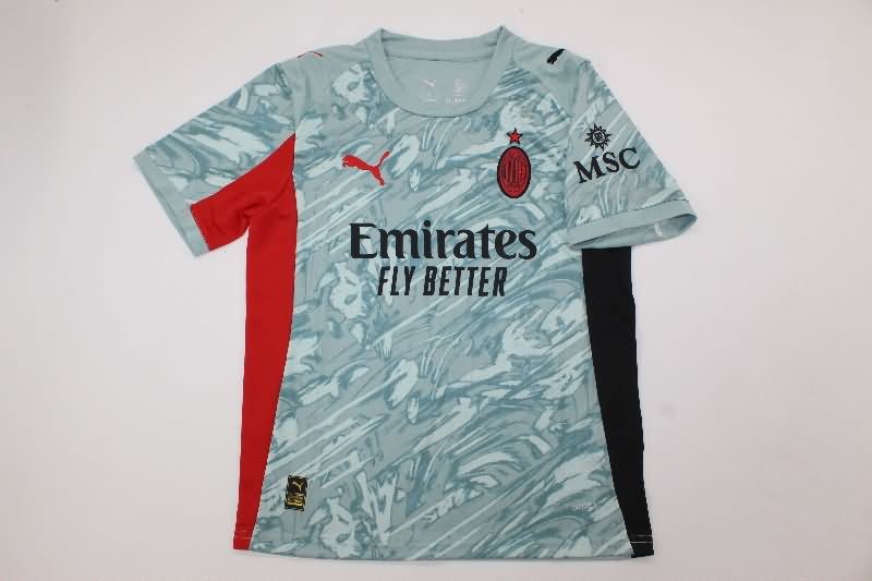 AC Milan 25/26 Kids Goalkeeper Grey Soccer Jersey And Shorts