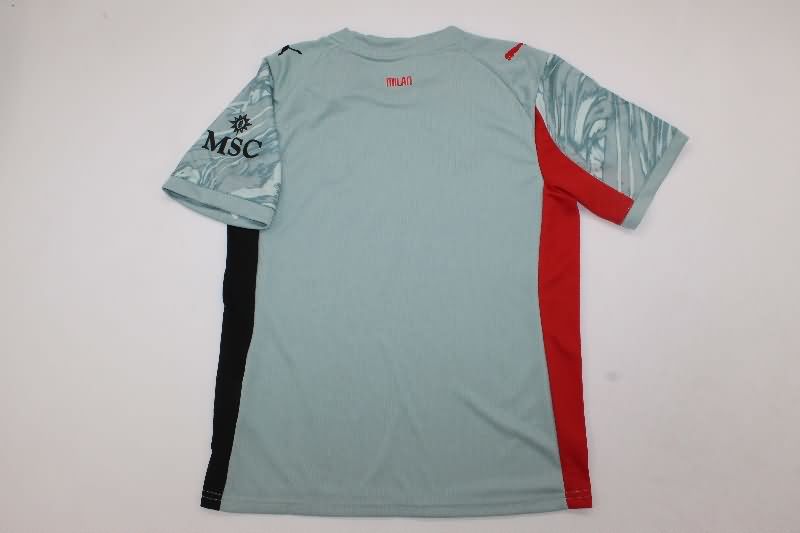 AC Milan 25/26 Kids Goalkeeper Grey Soccer Jersey And Shorts