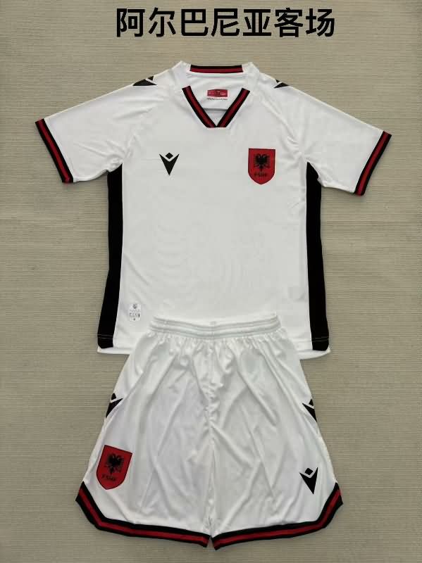 Albania 2025 Kids Away Soccer Jersey And Shorts