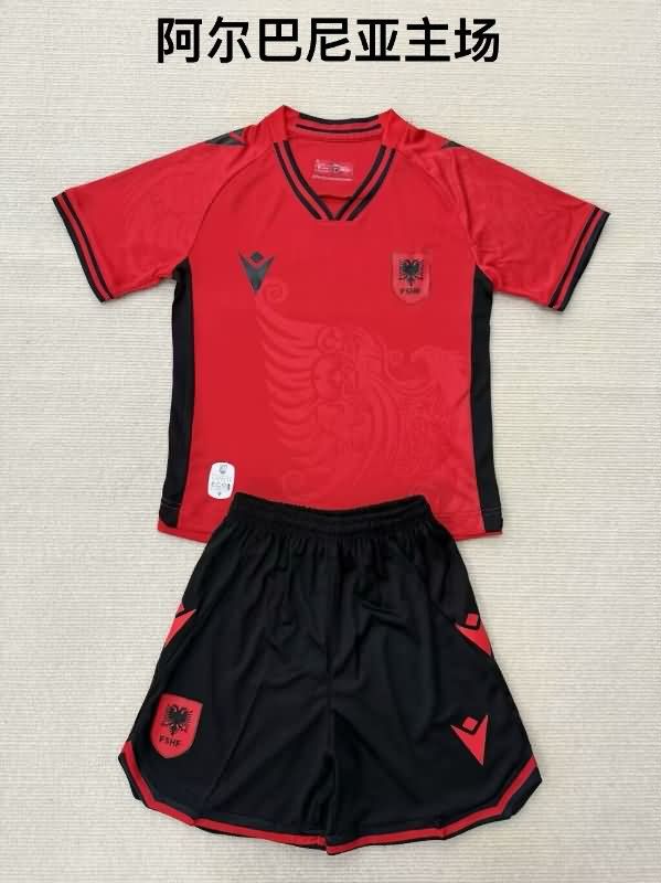 Albania 2025 Kids Home Soccer Jersey And Shorts