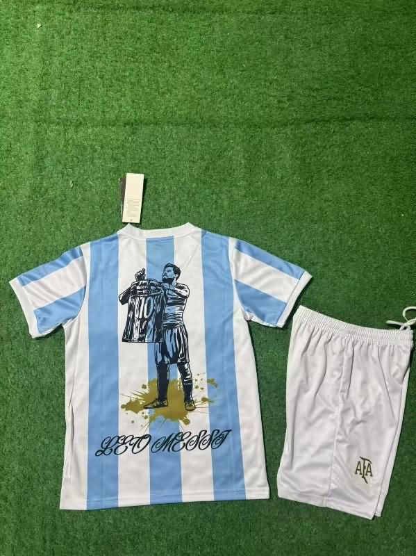 Argentina 2025 Kids MESSI Special Soccer Jersey And Shorts 02