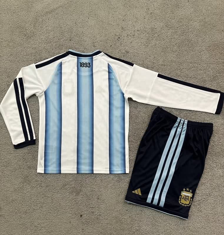 Argentina 2026 Kids World Cup Home Long Sleeve Soccer Jersey And Shorts
