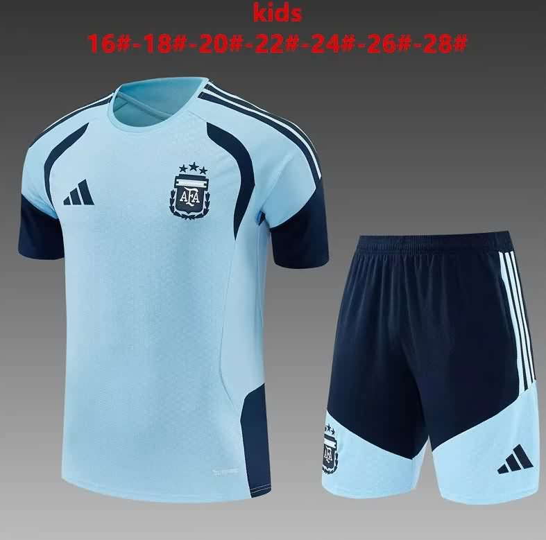 Argentina 2026 Kids Training Soccer Jersey And Shorts 02