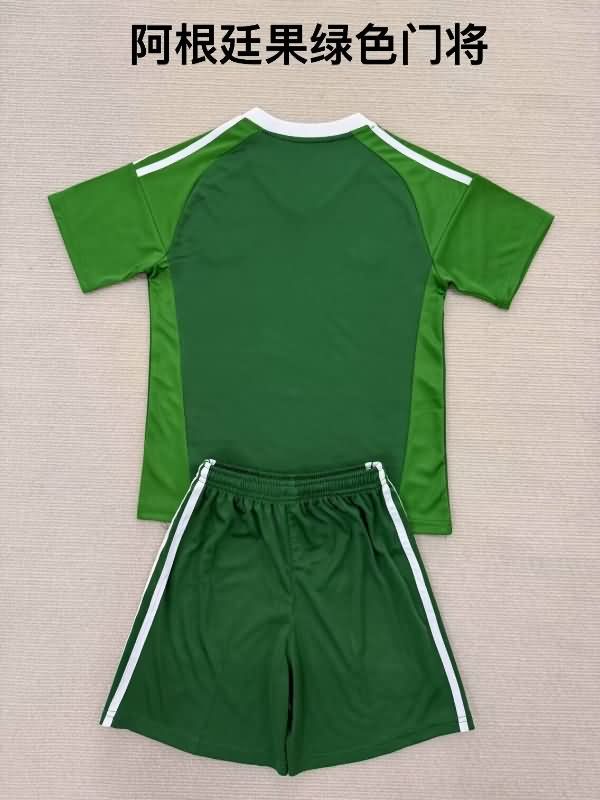 Argentina 2025 Kids Goalkeeper Green Soccer Jersey And Shorts