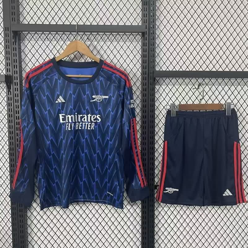 Arsenal 25/26 Kids Away Long Sleeve Soccer Jersey And Shorts