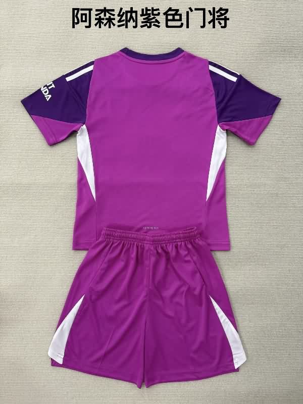 Arsenal 25/26 Kids Goalkeeper Purple Soccer Jersey And Shorts