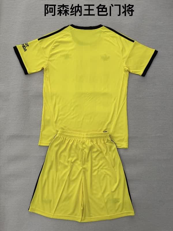 Arsenal 25/26 Kids Goalkeeper Yellow Soccer Jersey And Shorts 02
