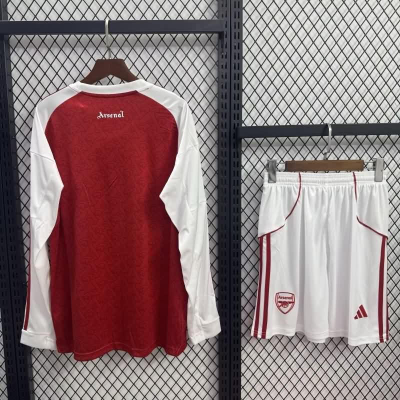 Arsenal 25/26 Kids Home Long Sleeve Soccer Jersey And Shorts