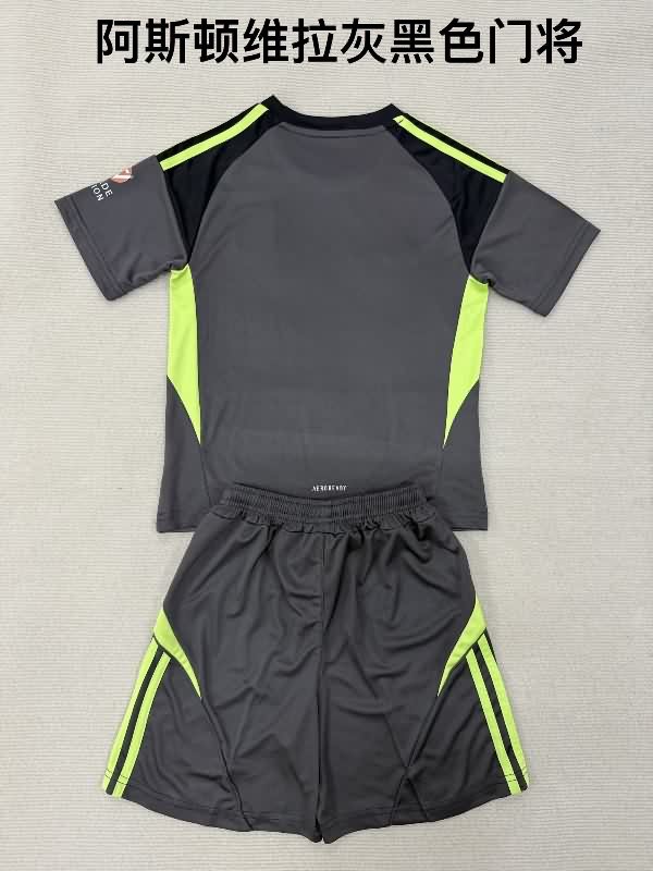 Aston Villa 25/26 Kids Goalkeeper Black Soccer Jersey And Shorts