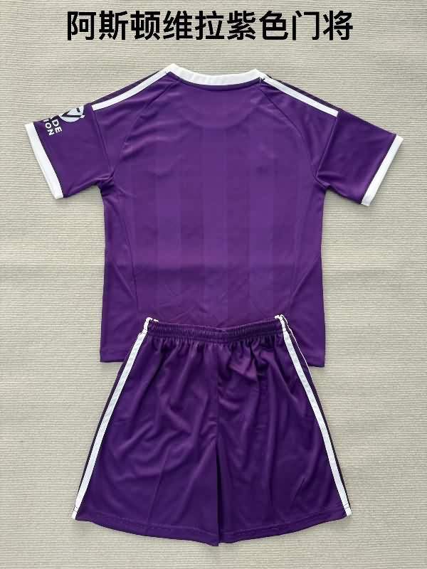 Aston Villa 25/26 Kids Goalkeeper Purple Soccer Jersey And Shorts