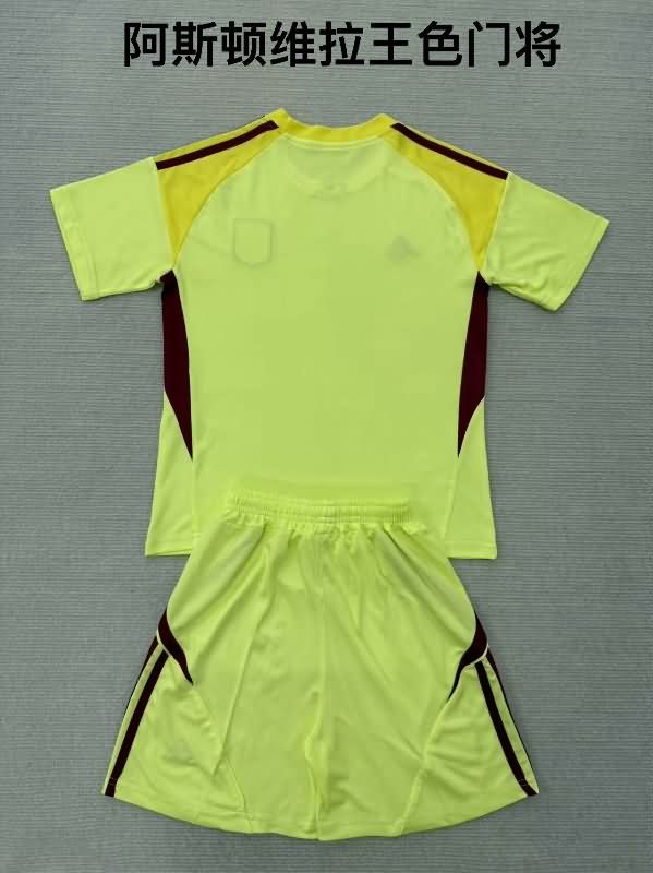 Aston Villa 25/26 Kids Goalkeeper Yellow Soccer Jersey And Shorts