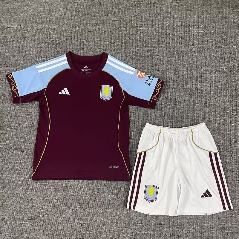Aston Villa 25/26 Kids Home Soccer Jersey And Shorts
