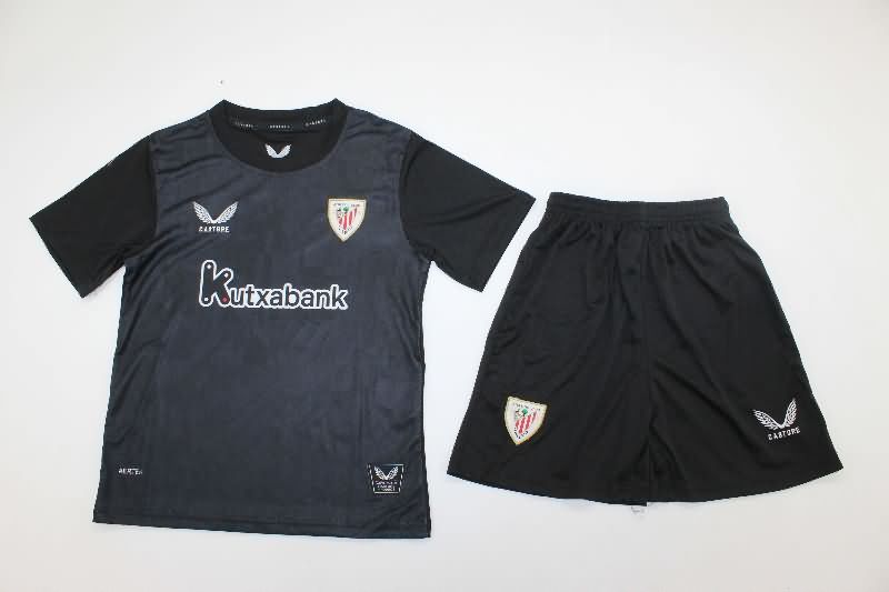 Athletic Bilbao 25/26 Kids Goalkeeper Black Soccer Jersey And Shorts