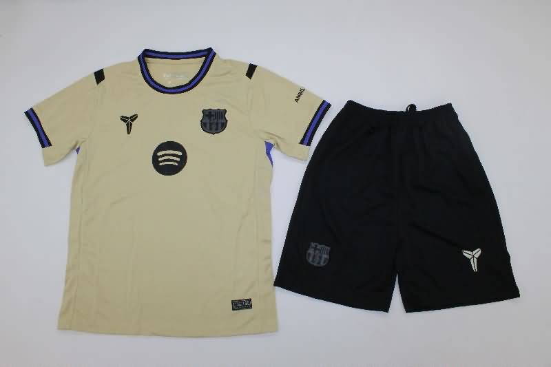 Barcelona 25/26 Kids Away Soccer Jersey And Shorts Leaked