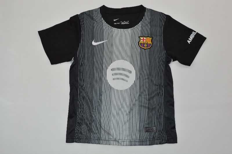 Barcelona 25/26 Kids Goalkeeper Black Soccer Jersey And Shorts