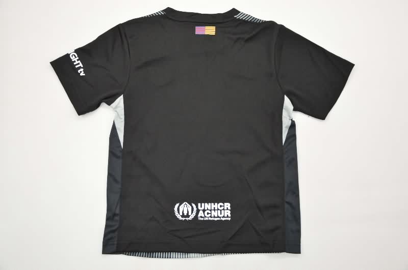 Barcelona 25/26 Kids Goalkeeper Black Soccer Jersey And Shorts