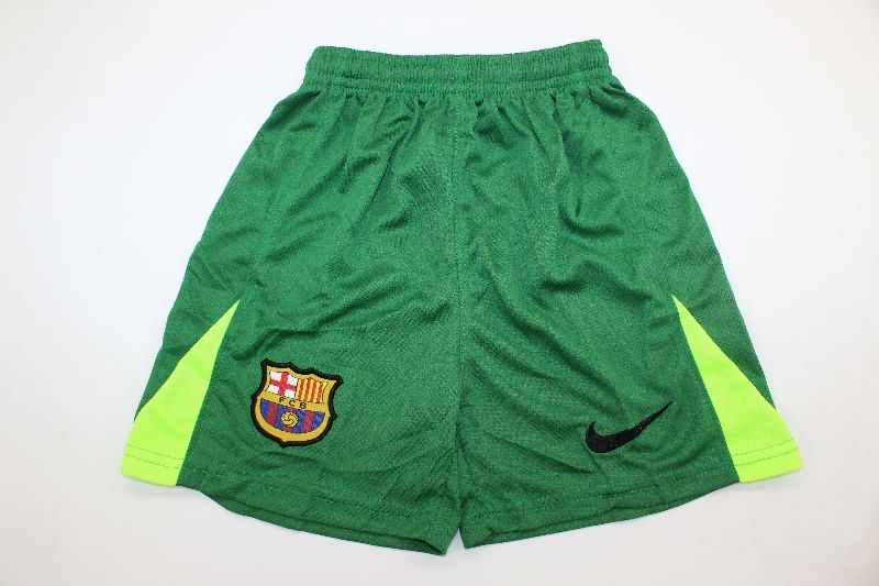 Barcelona 25/26 Kids Goalkeeper Green Soccer Jersey And Shorts
