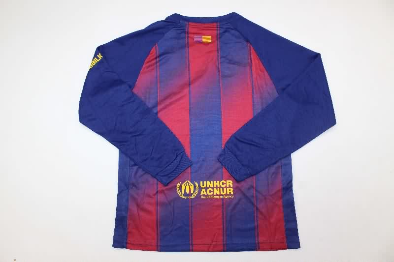 Barcelona 25/26 Kids Home Long Sleeve Soccer Jersey And Shorts