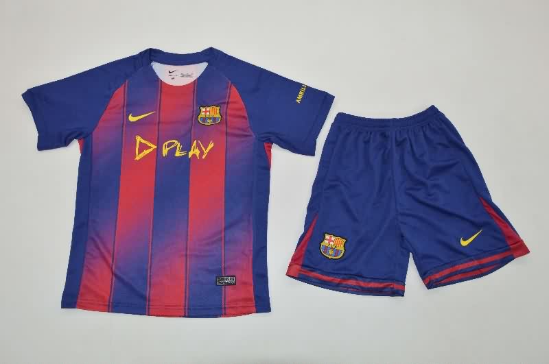 Barcelona 25/26 Kids Home Soccer Jersey And Shorts Sponsor Barcelona 25/26 Kids Home Soccer Jersey And Shorts Sponsor