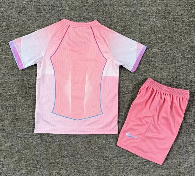 Barcelona 25/26 Kids Pink Soccer Jersey And Shorts 02