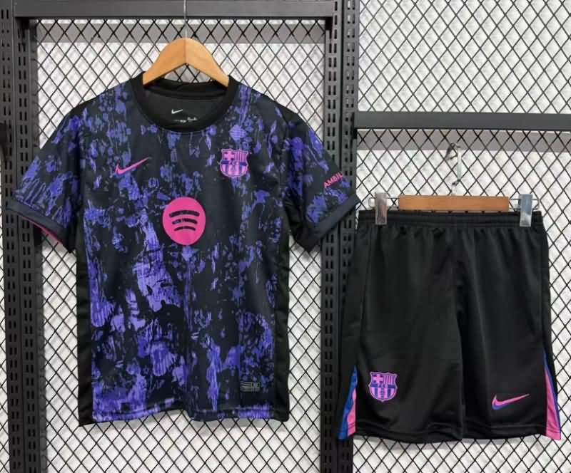 Barcelona 25/26 Kids Training Soccer Jersey And Shorts 03