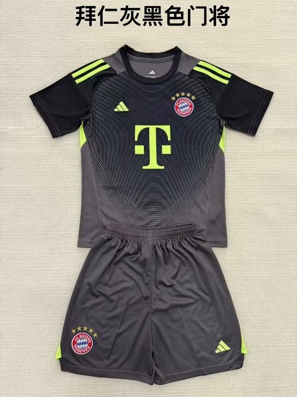 Bayern Munich 25/26 Kids Goalkeeper Grey Soccer Jersey And Shorts