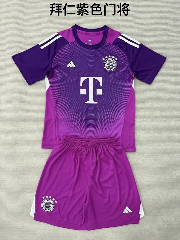 Bayern Munich 25/26 Kids Goalkeeper Purple Soccer Jersey And Shorts Bayern Munich 25/26 Kids Goalkeeper Purple Soccer Jersey And Shorts