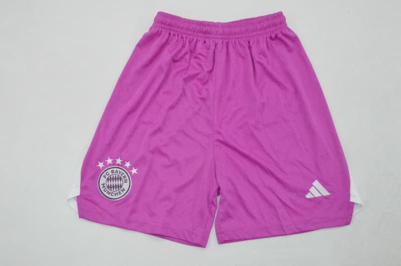 Bayern Munich 25/26 Kids Goalkeeper Purple Soccer Jersey And Shorts