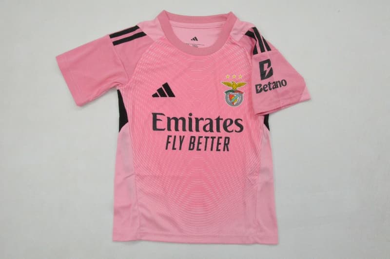Benfica 25/26 Kids Goalkeeper Pink Soccer Jersey And Shorts