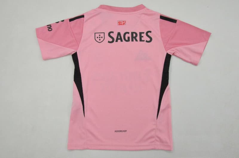 Benfica 25/26 Kids Goalkeeper Pink Soccer Jersey And Shorts