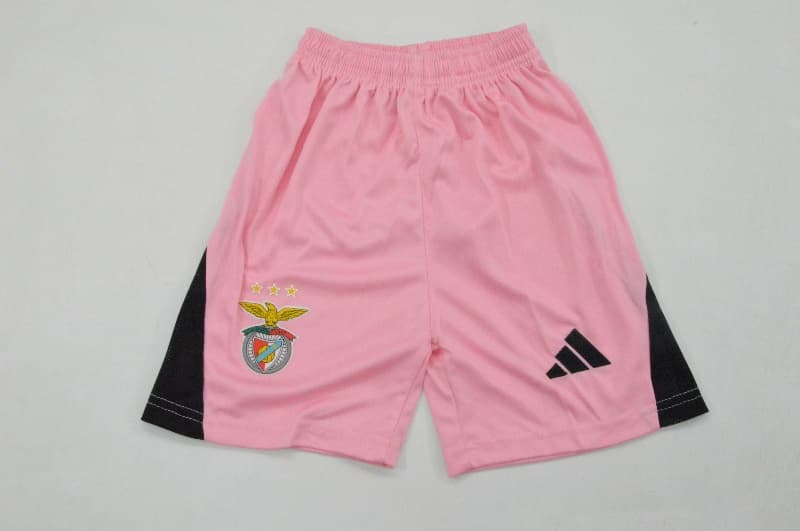 Benfica 25/26 Kids Goalkeeper Pink Soccer Jersey And Shorts