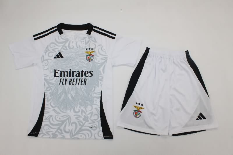 Benfica 25/26 Kids White Soccer Jersey And Shorts