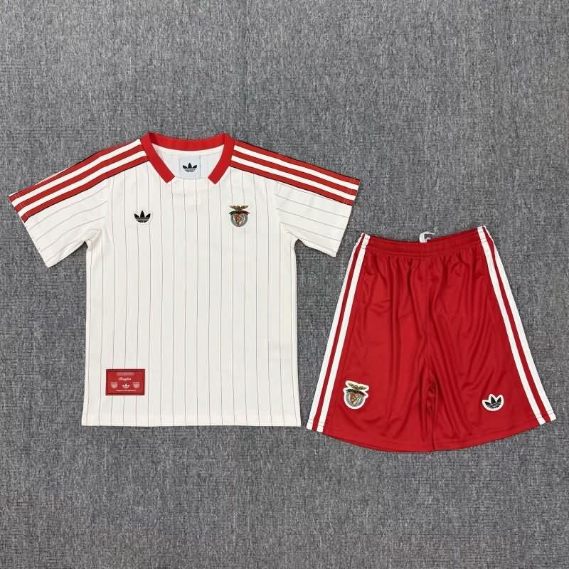 Benfica 25/26 Kids White Soccer Jersey And Shorts 02