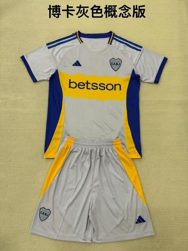Boca Juniors 25/26 Kids Grey Soccer Jersey And Shorts